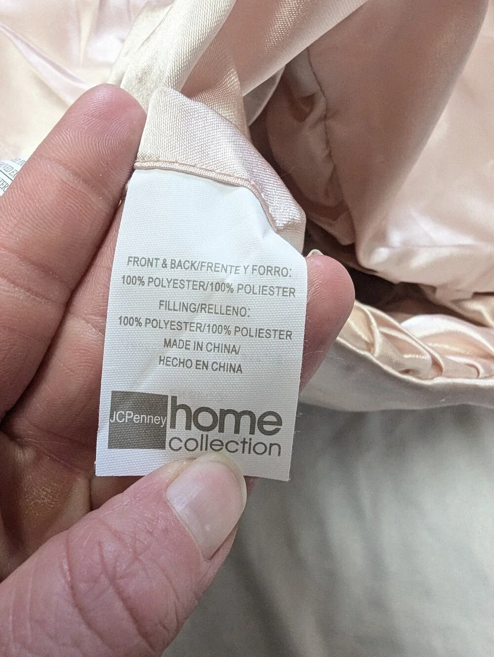 JCPenney Shabby Floral Cottagecore Flower Lace Peach Satin King Pillow Sham
